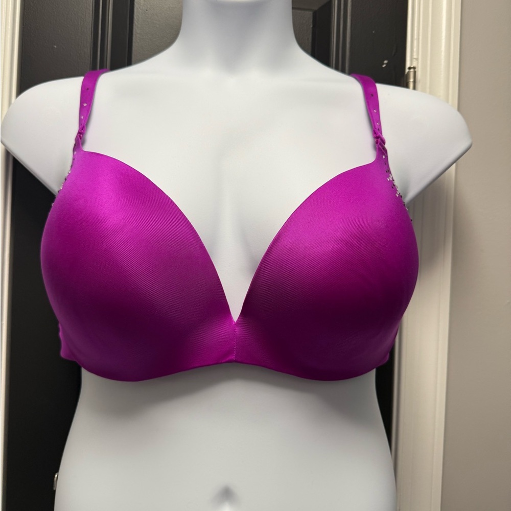 Cacique Women's Magenta Bra with rhinestone detail